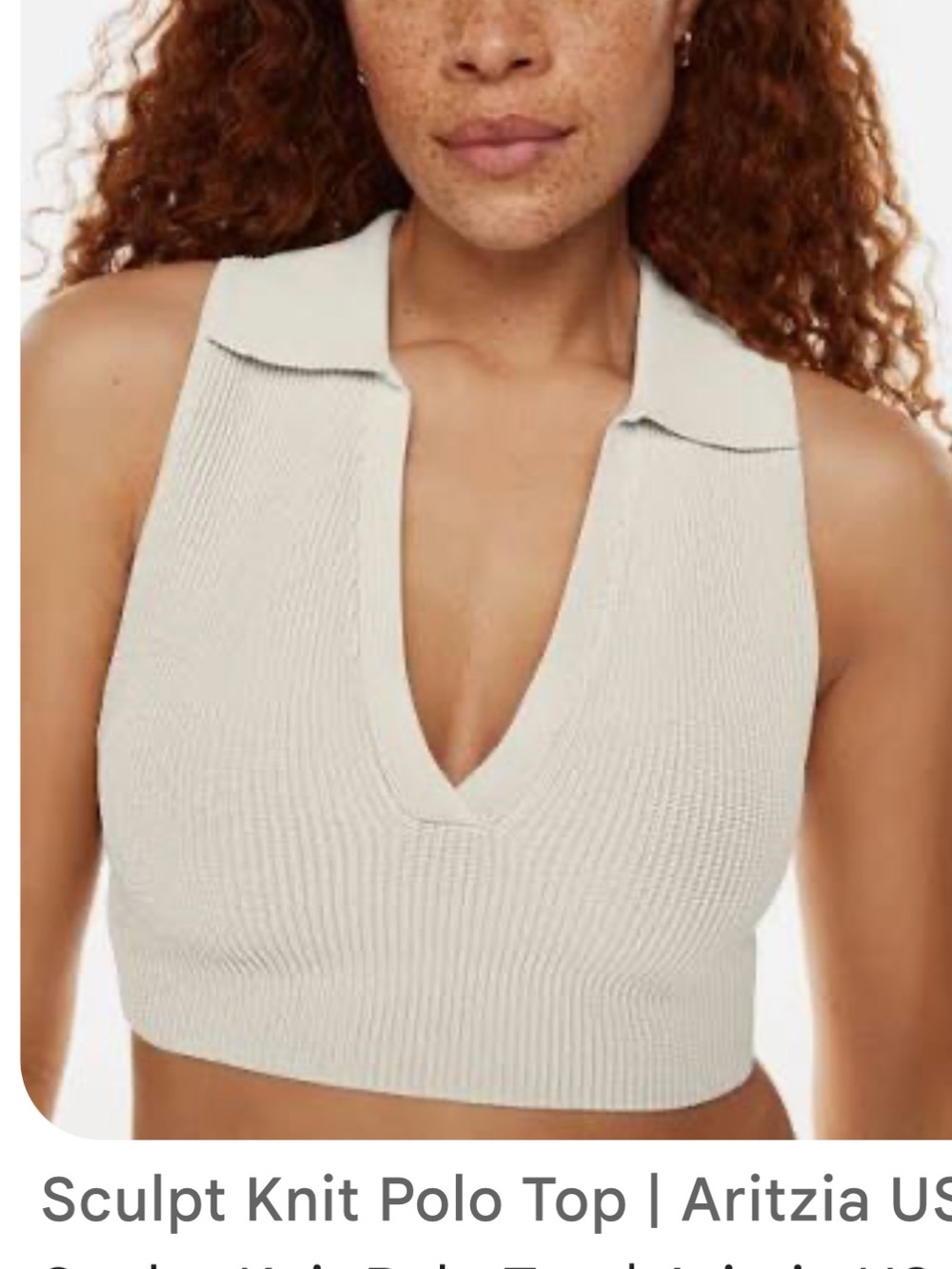 Sleeveless Knit Collared Crop Top in Cream